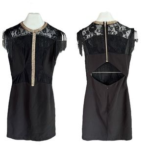 The clothing company fringe shoulder exposed back dress